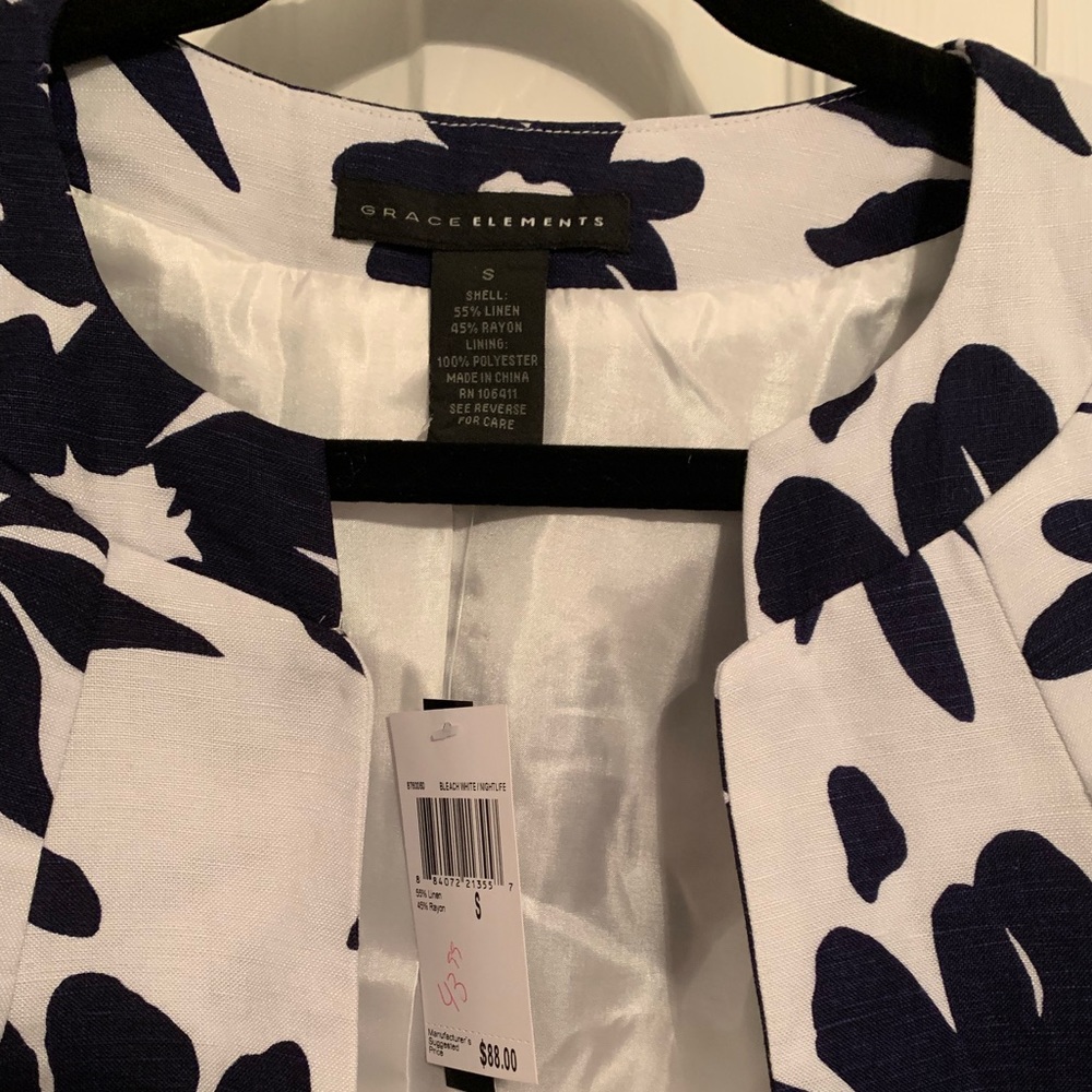NWT GRACE ELEMENTS CROPPED LINEN JACKET - Picture 2 of 3